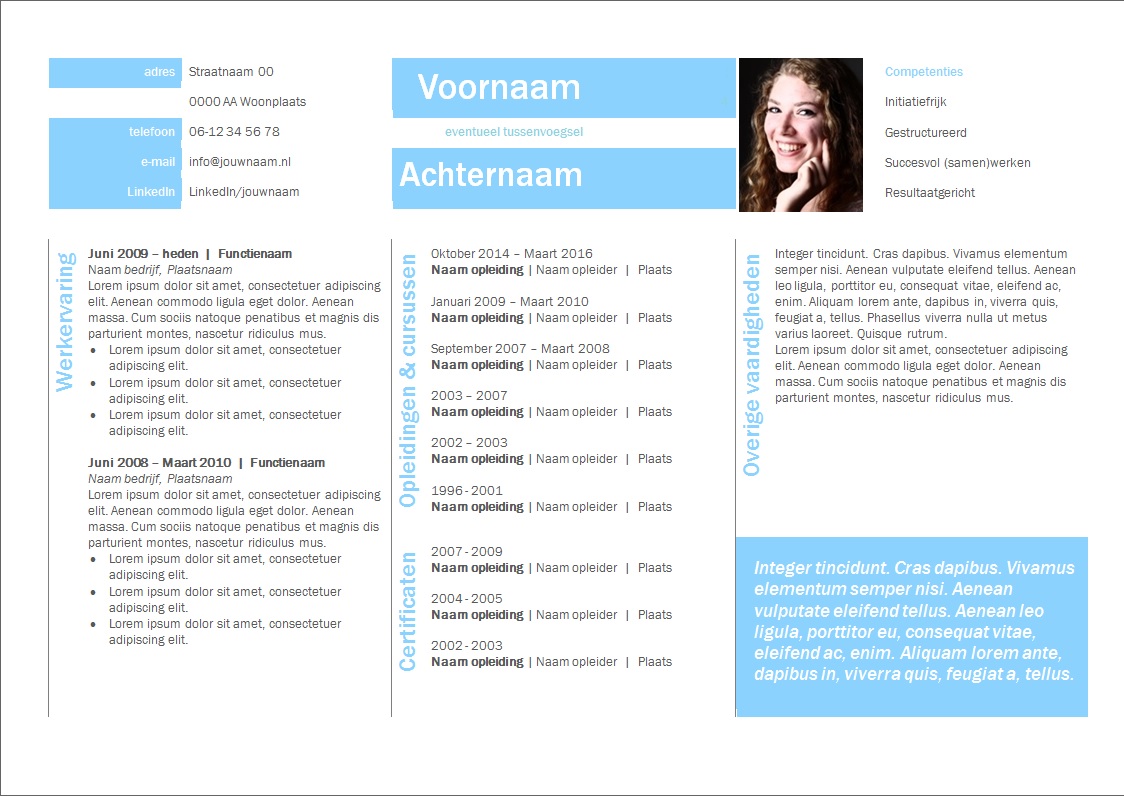 CV Voorbeeld 15 licht blauw