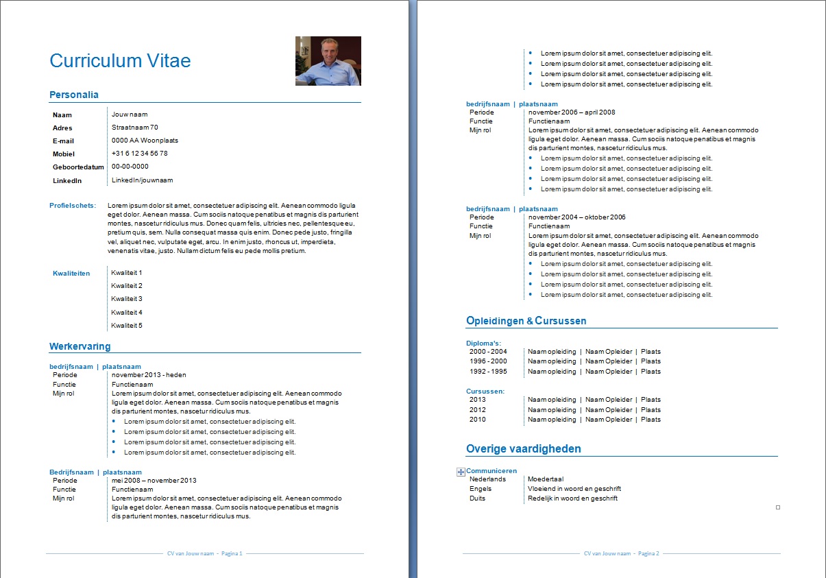 CV Voorbeeld 8 blauw