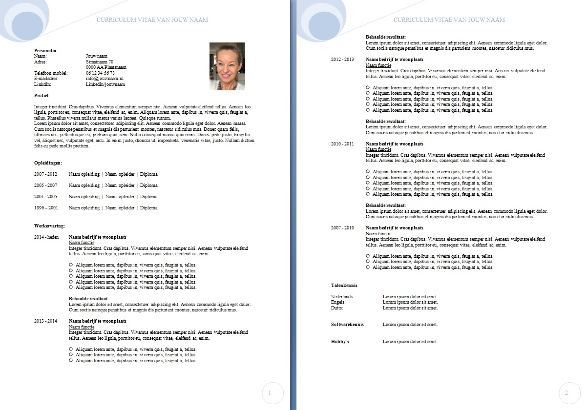 CV Voorbeeld 9 blauw